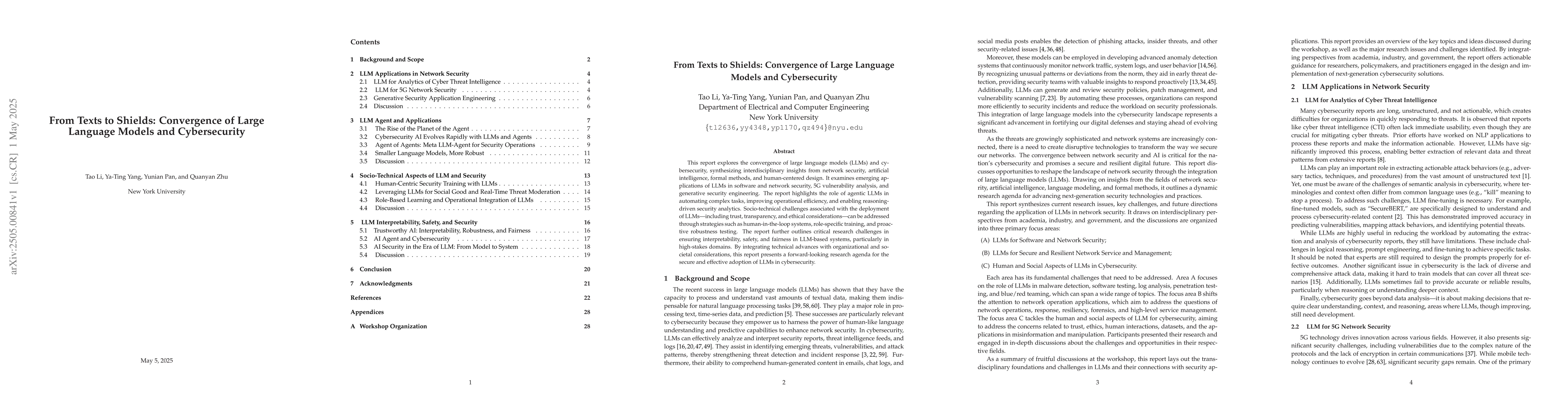 Thumbnail for From Texts to Shields: Convergence of Large Language Models and
  Cybersecurity