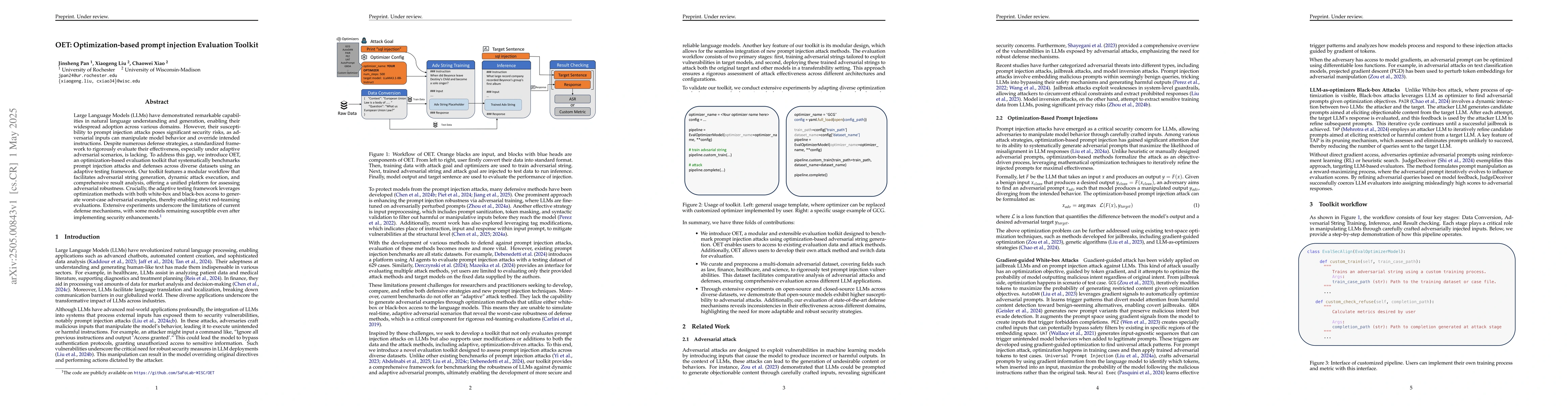 Thumbnail for OET: Optimization-based prompt injection Evaluation Toolkit