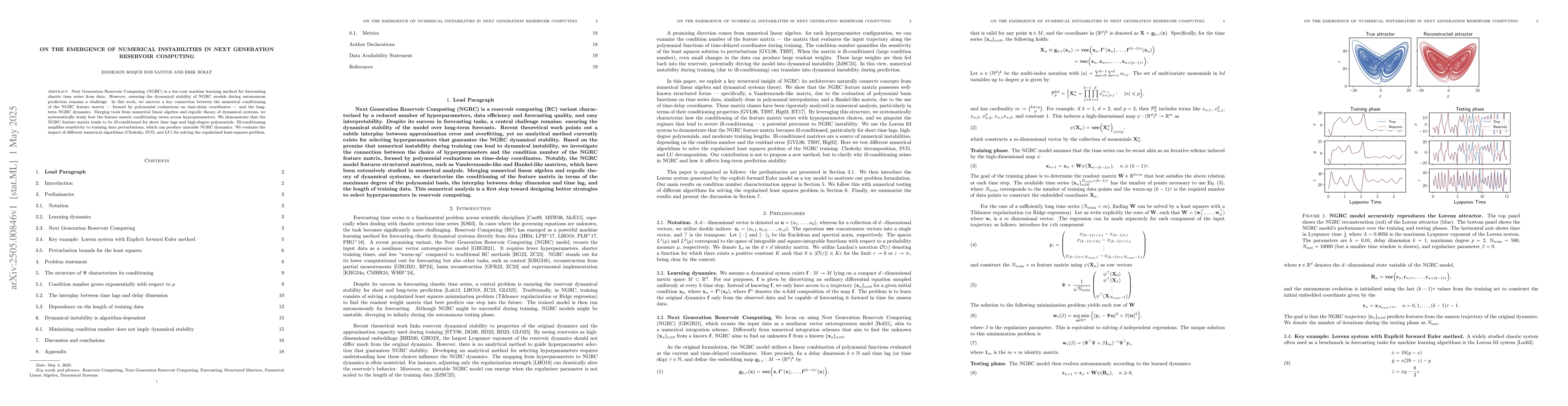 Thumbnail for On the emergence of numerical instabilities in Next Generation Reservoir
  Computing