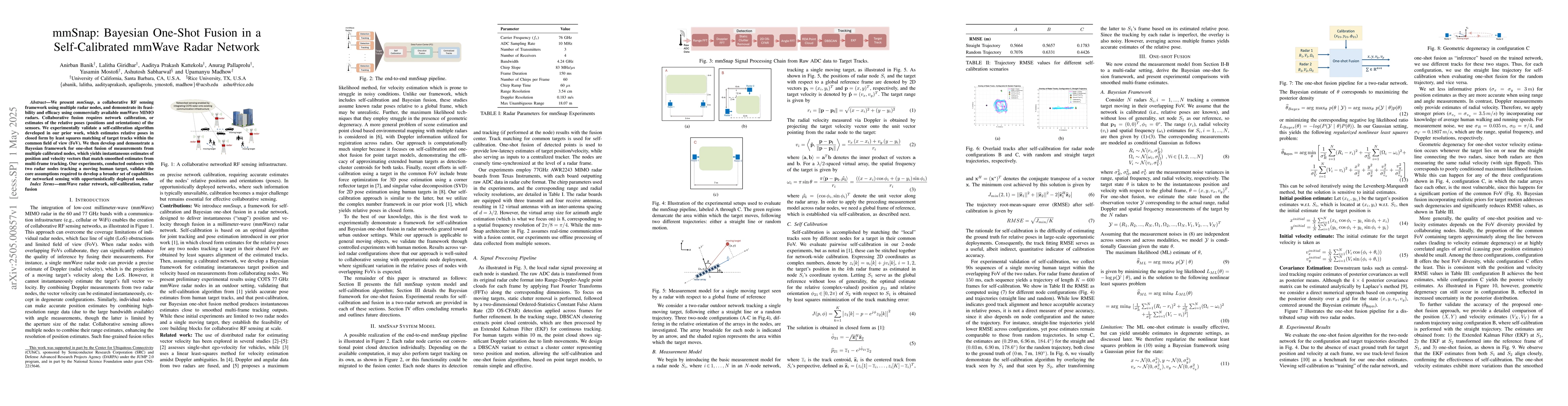 Thumbnail for mmSnap: Bayesian One-Shot Fusion in a Self-Calibrated mmWave Radar
  Network