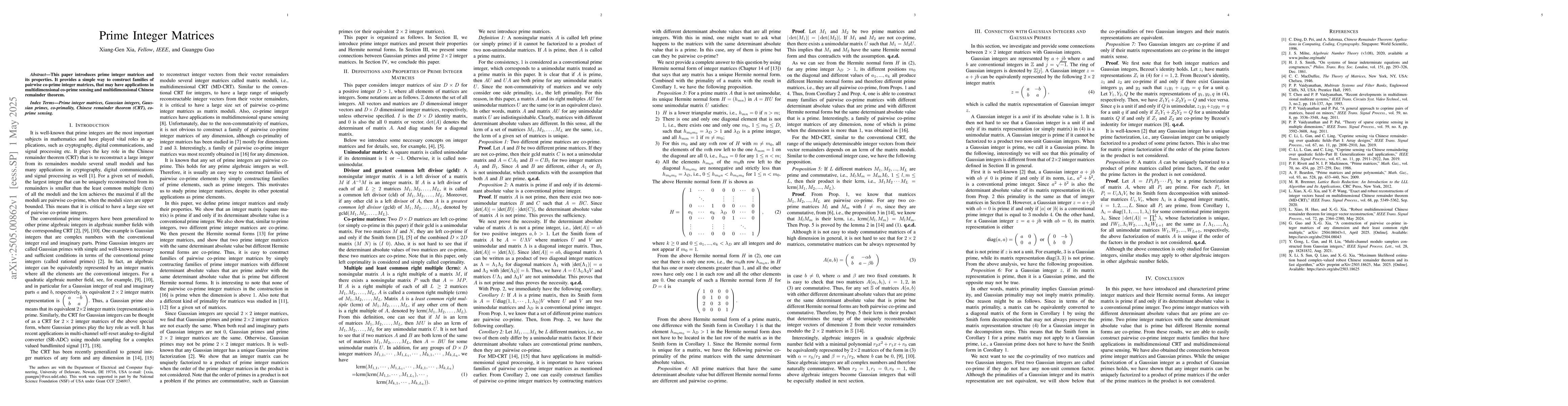 Thumbnail for Prime Integer Matrices