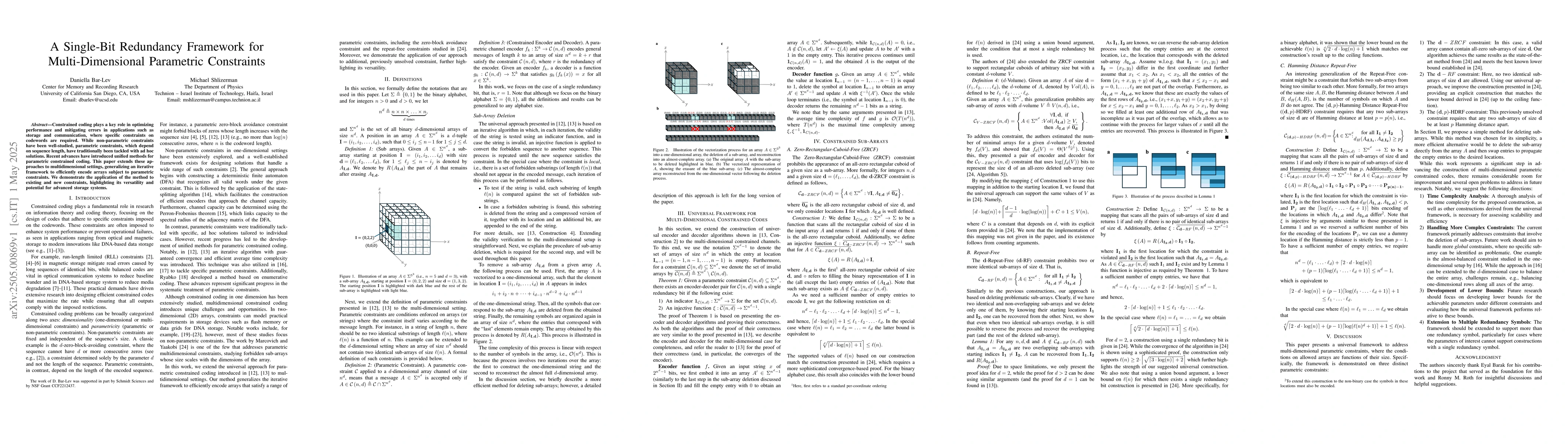 Thumbnail for A Single-Bit Redundancy Framework for Multi-Dimensional Parametric
  Constraints