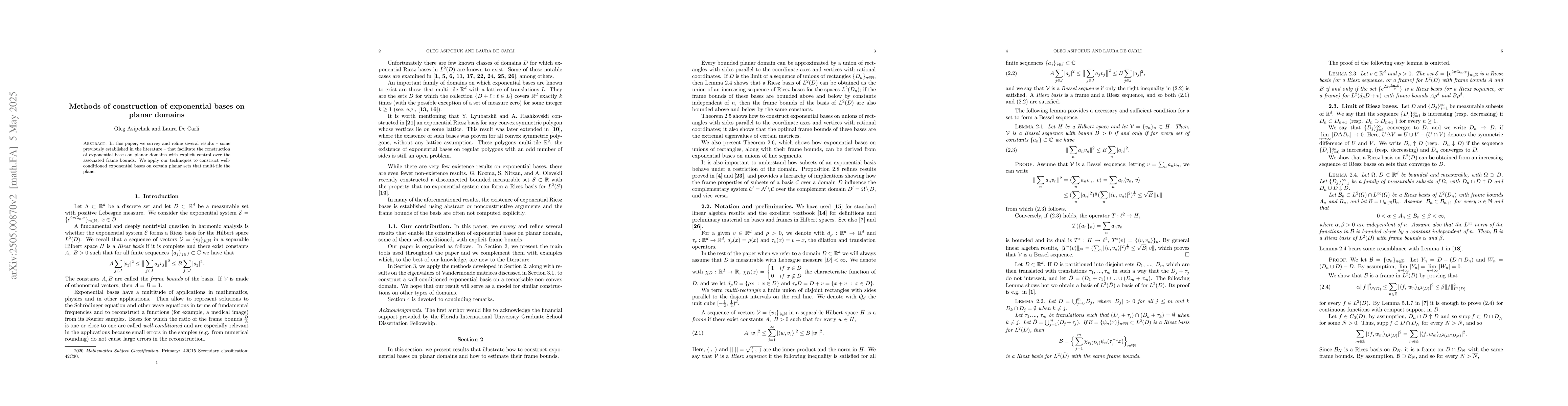 Thumbnail for Methods of construction of exponential bases on planar domains
