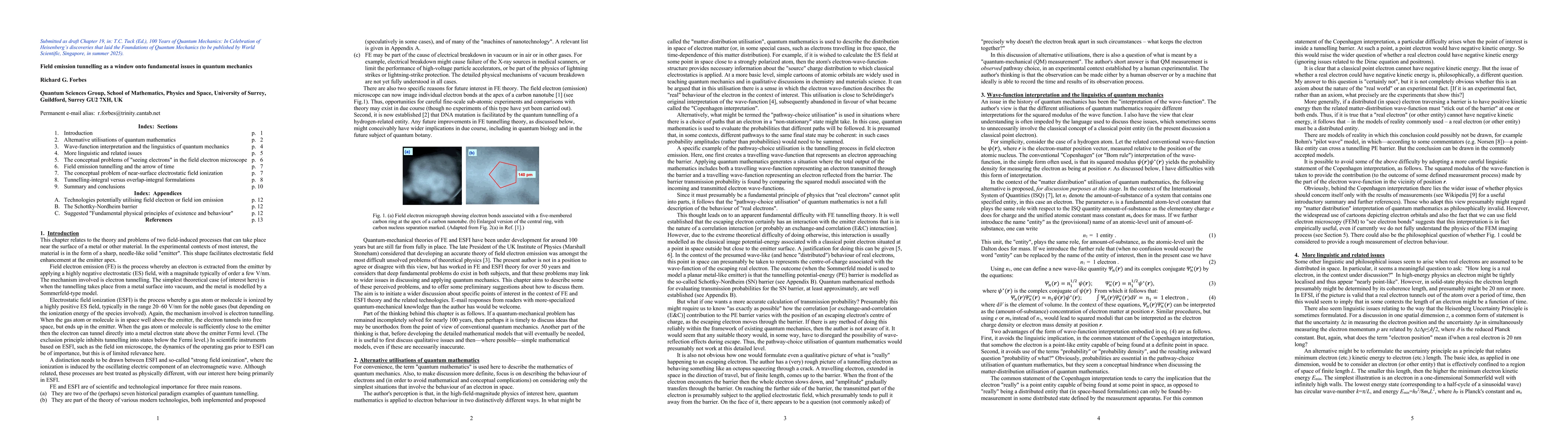 Thumbnail for Field emission tunnelling as a window onto fundamental issues in quantum
  mechanics