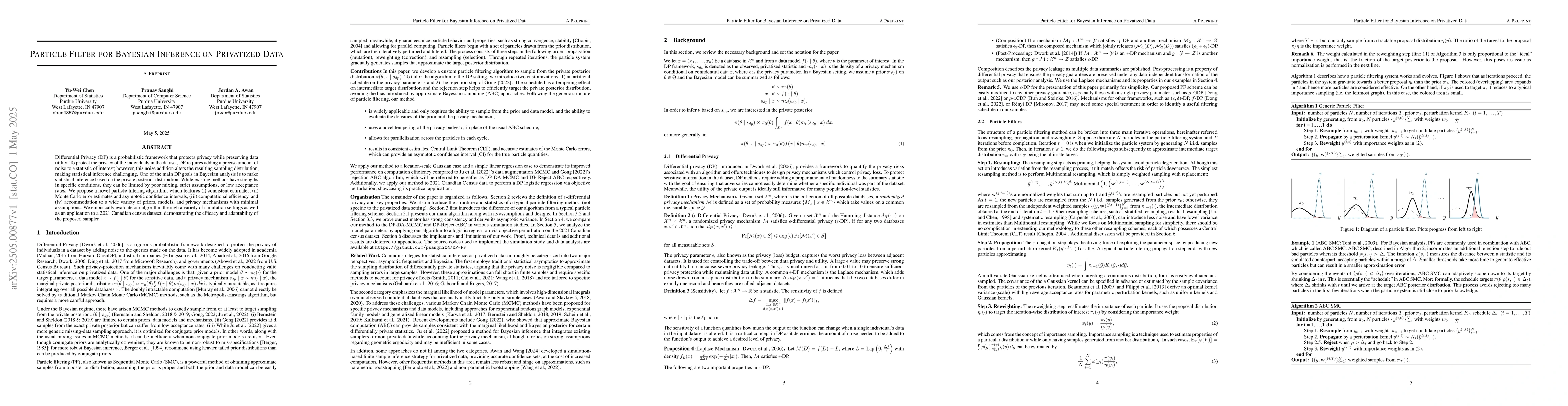Thumbnail for Particle Filter for Bayesian Inference on Privatized Data