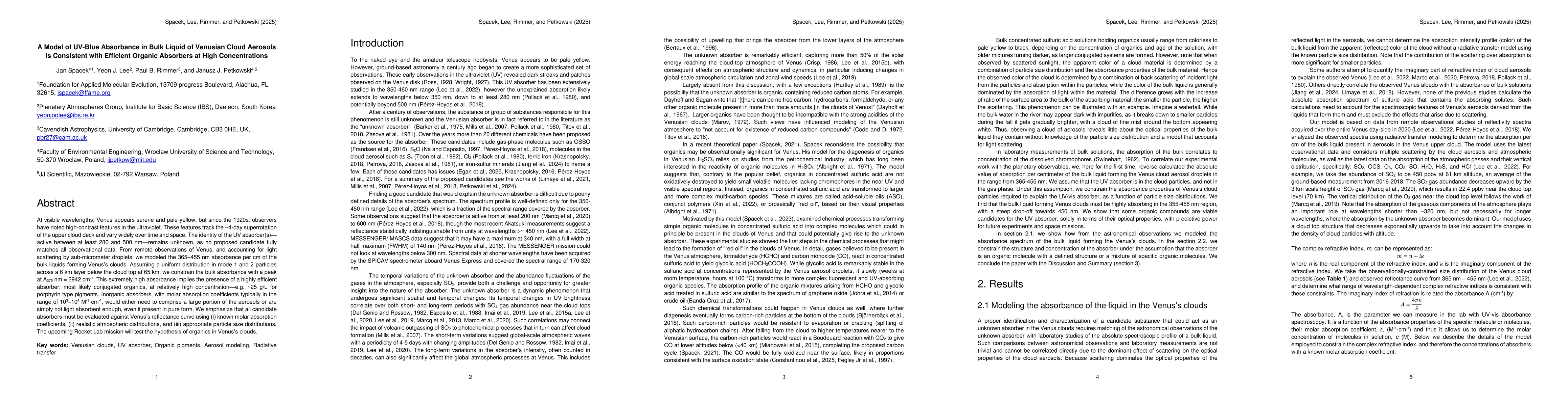 Thumbnail for A Model of UV-Blue Absorbance in Bulk Liquid of Venusian Cloud Aerosols
  Is Consistent with Efficient Organic Absorbers at High Concentrations