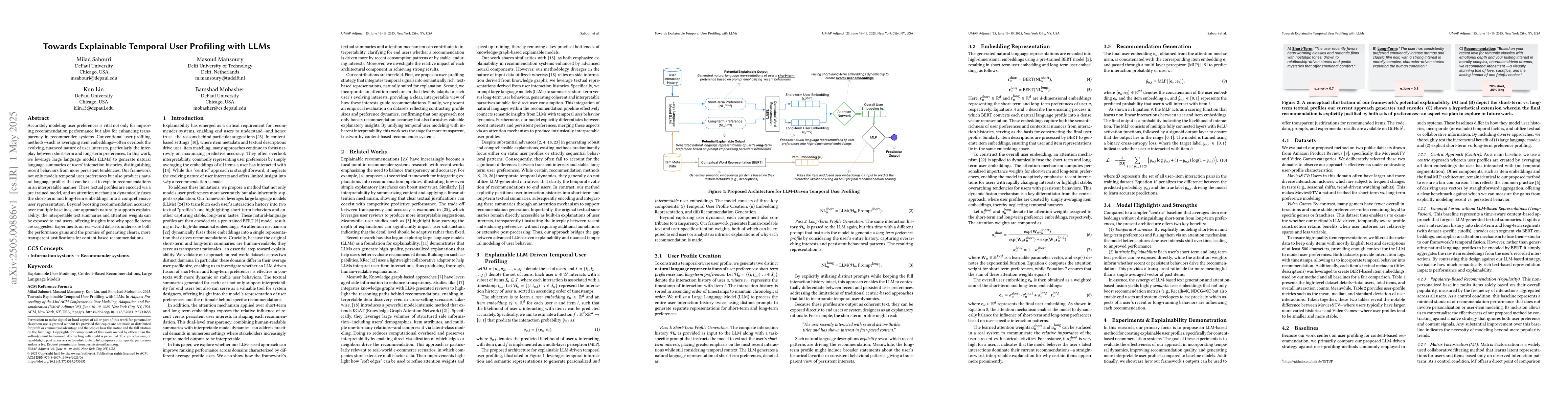 Thumbnail for Towards Explainable Temporal User Profiling with LLMs