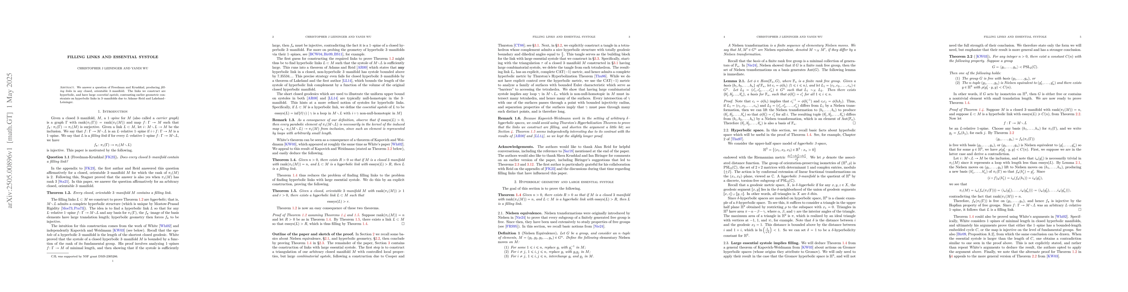 Thumbnail for Filling Links and Essential Systole