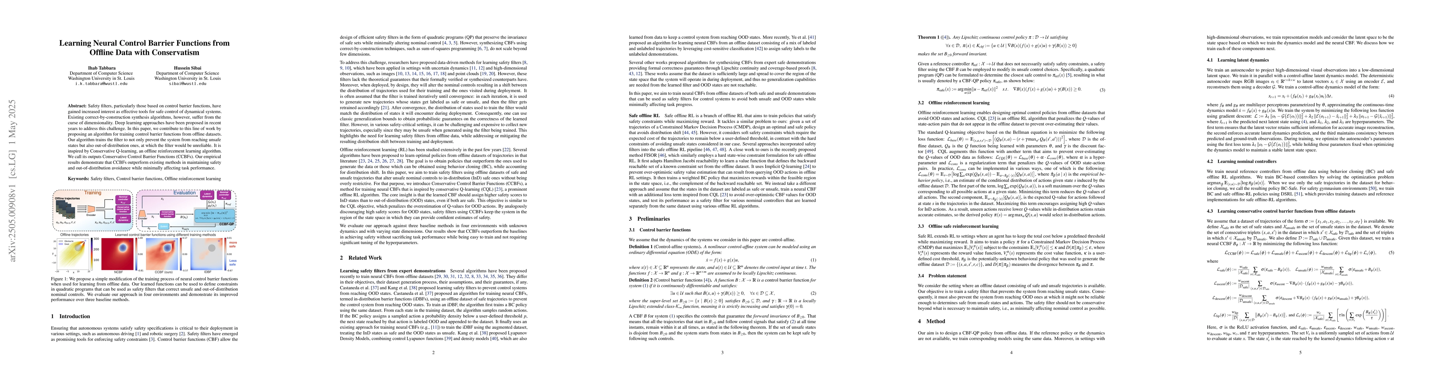 Thumbnail for Learning Neural Control Barrier Functions from Offline Data with
  Conservatism