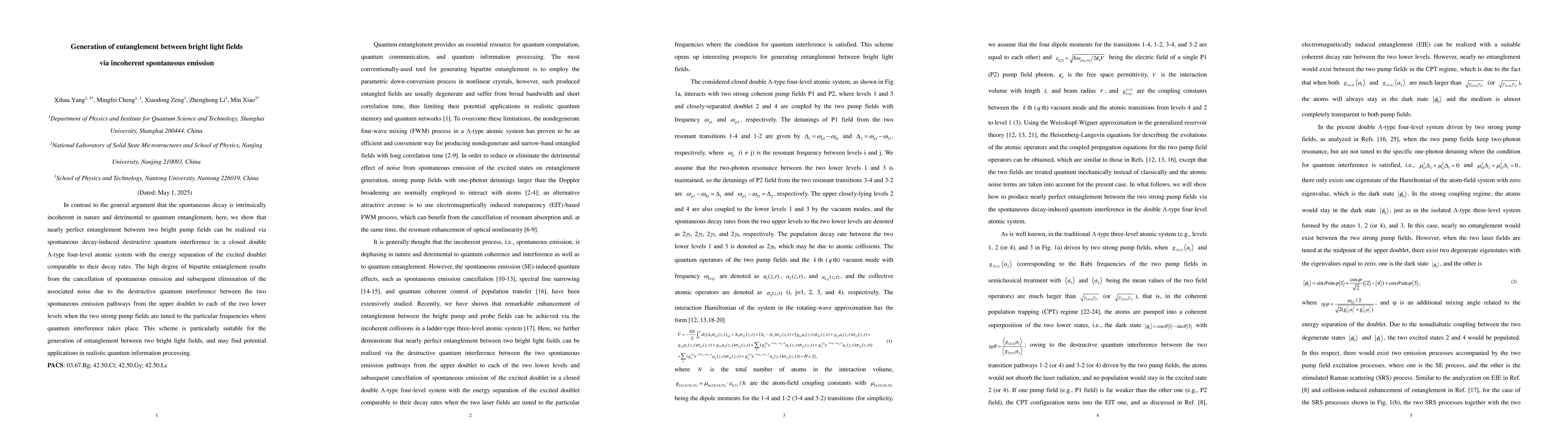 Thumbnail for Generation of entanglement between bright light fields via incoherent
  spontaneous emission