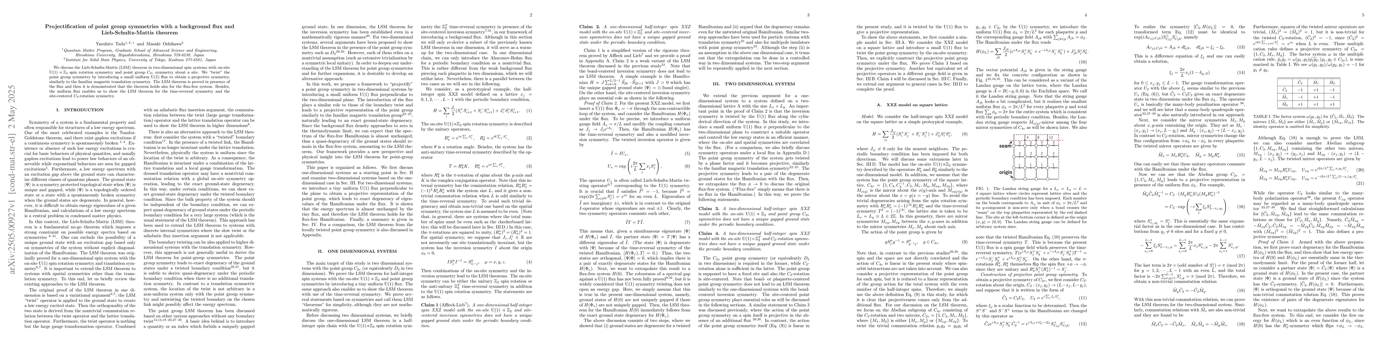 Thumbnail for Projectification of point group symmetries with a background flux and
  Lieb-Schultz-Mattis theorem
