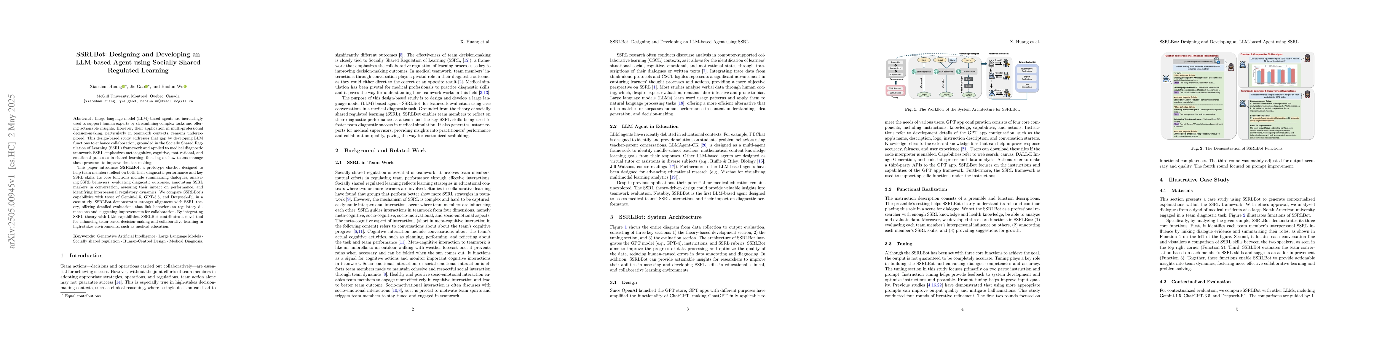 Thumbnail for SSRLBot: Designing and Developing an LLM-based Agent using Socially
  Shared Regulated Learning