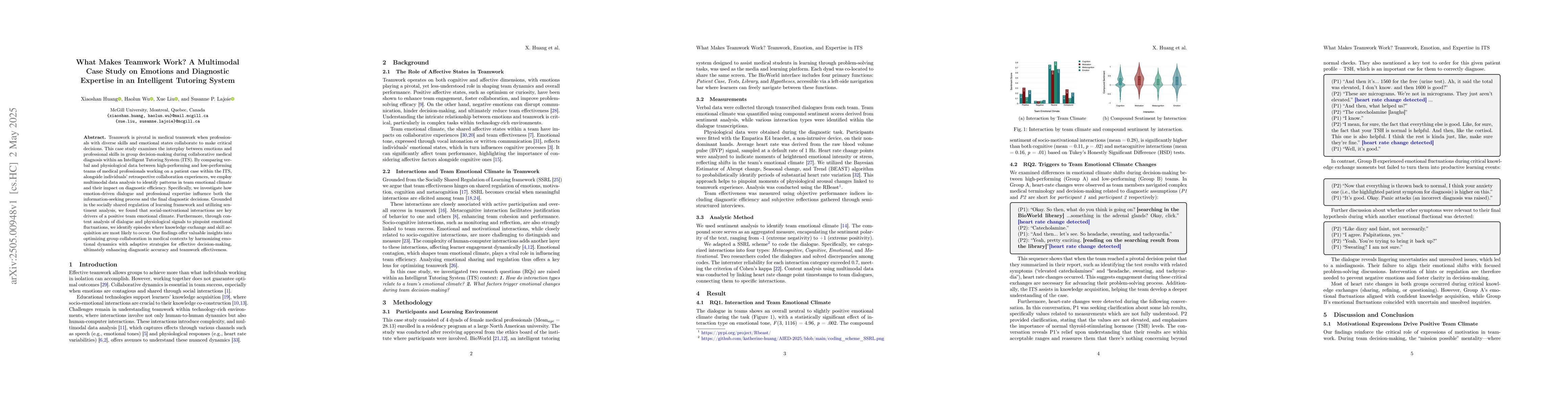 Thumbnail for What Makes Teamwork Work? A Multimodal Case Study on Emotions and
  Diagnostic Expertise in an Intelligent Tutoring System