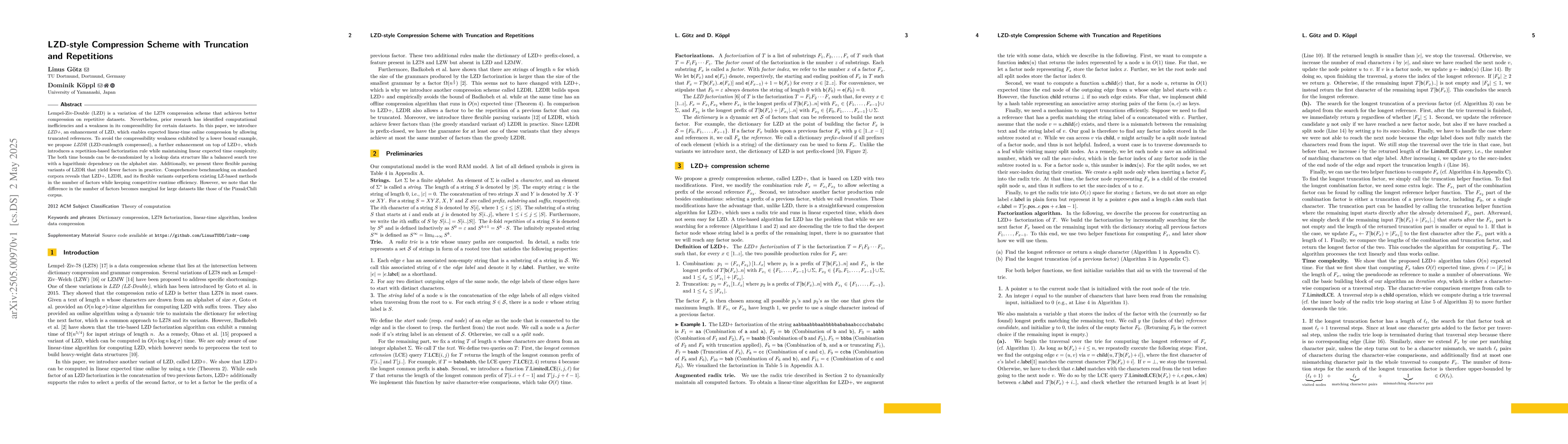 Thumbnail for LZD-style Compression Scheme with Truncation and Repetitions