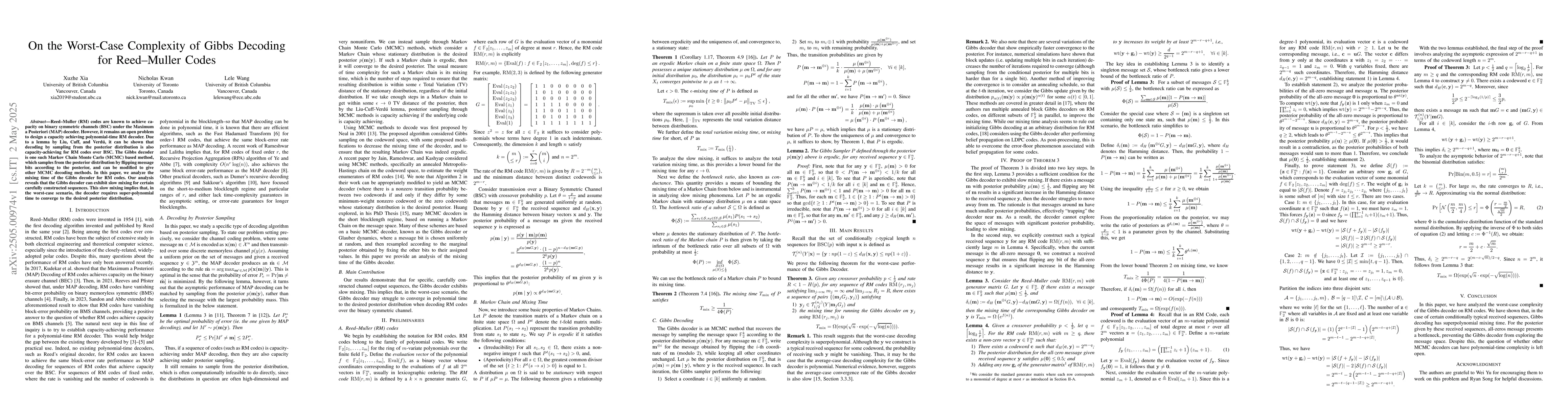 Thumbnail for On the Worst-Case Complexity of Gibbs Decoding for Reed--Muller Codes