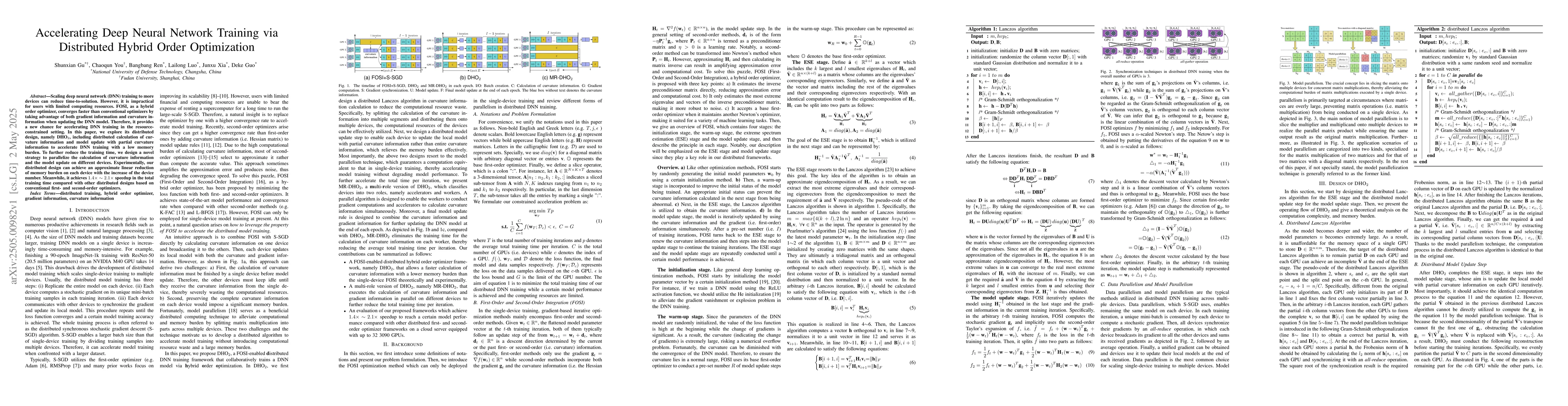 Thumbnail for Accelerating Deep Neural Network Training via Distributed Hybrid Order
  Optimization