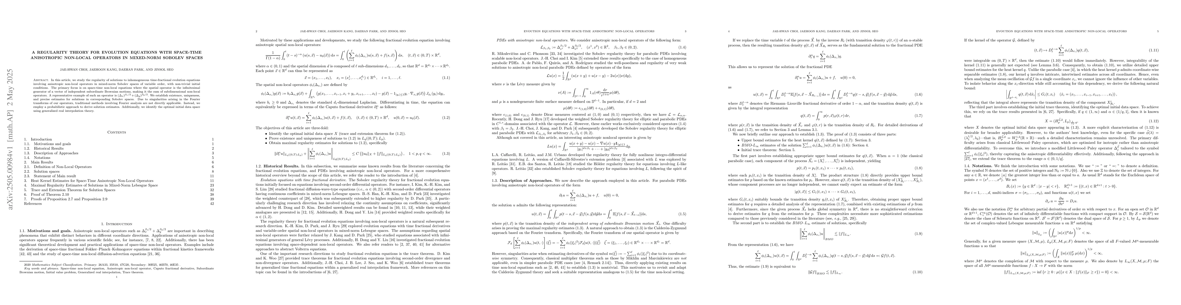 Thumbnail for A regularity theory for evolution equations with space-time anisotropic
  non-local operators in mixed-norm Sobolev spaces