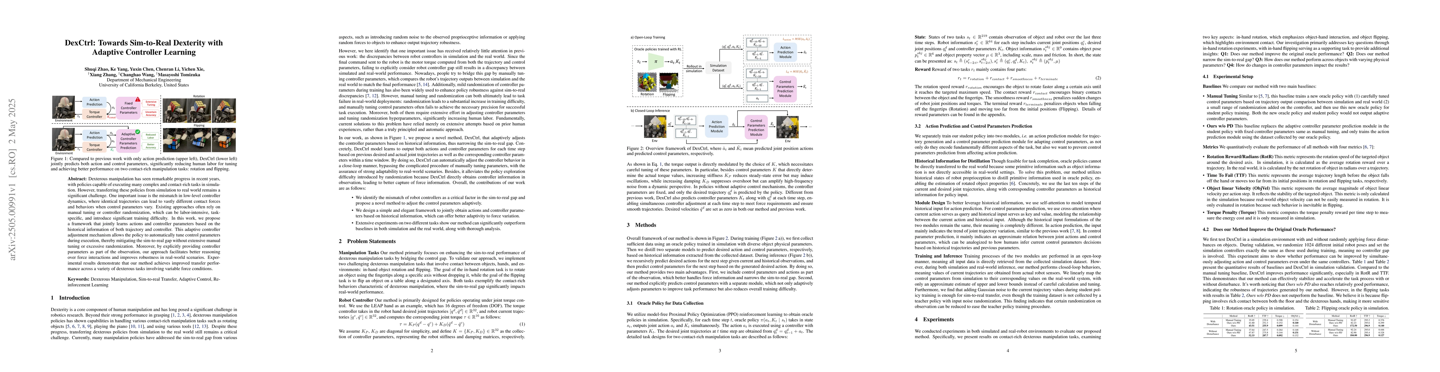 Thumbnail for DexCtrl: Towards Sim-to-Real Dexterity with Adaptive Controller Learning