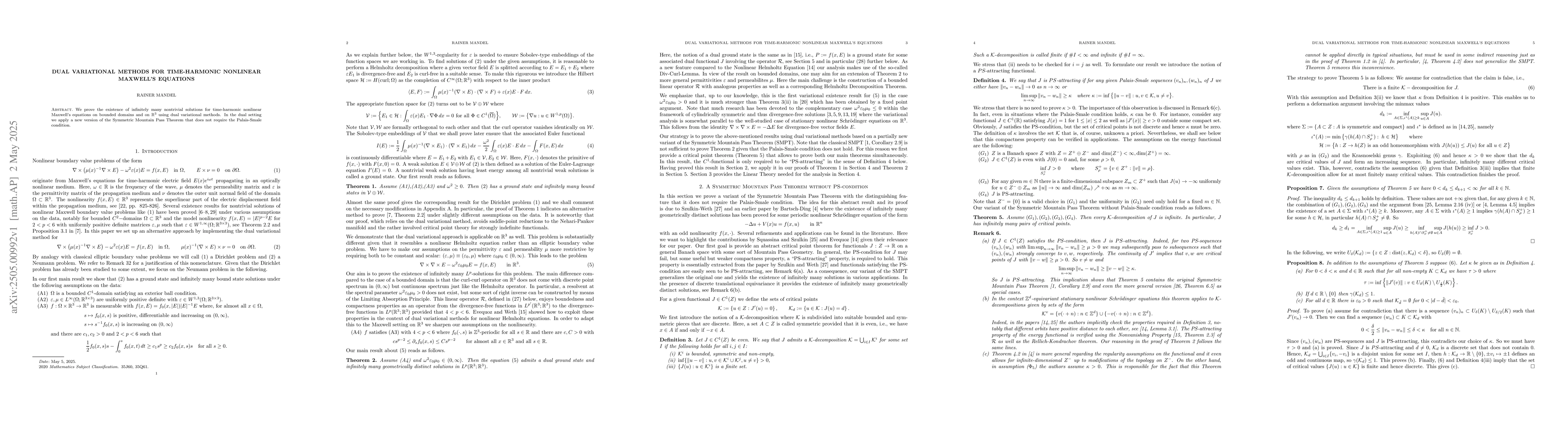 Thumbnail for Dual variational methods for time-harmonic nonlinear Maxwell's equations