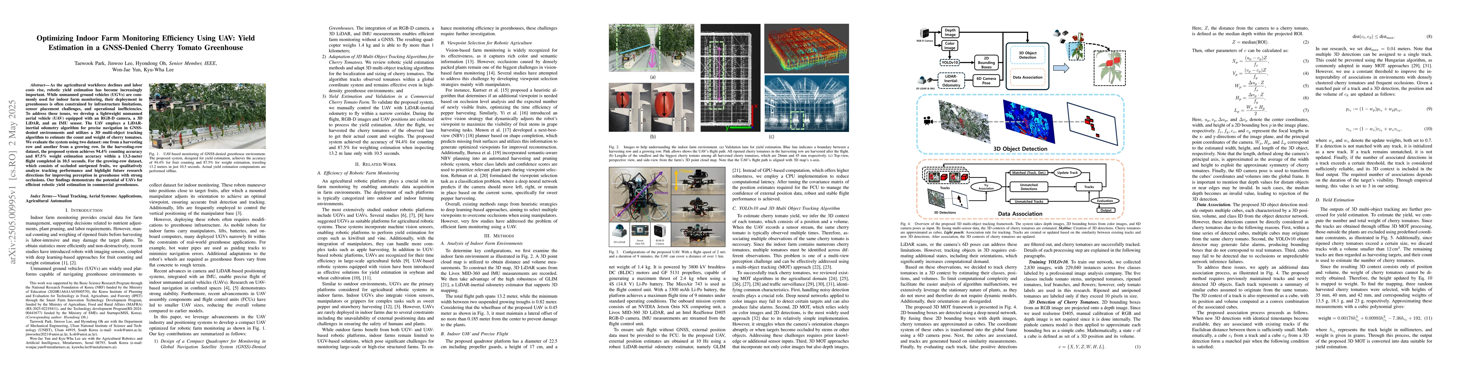 Thumbnail for Optimizing Indoor Farm Monitoring Efficiency Using UAV: Yield Estimation
  in a GNSS-Denied Cherry Tomato Greenhouse