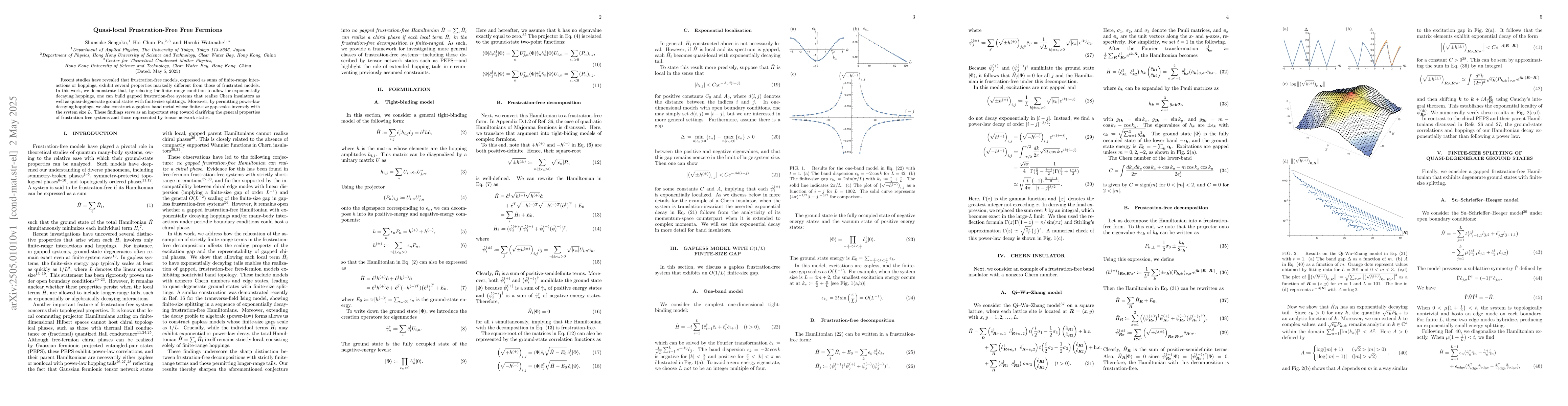 Thumbnail for Quasi-local Frustration-Free Free Fermions