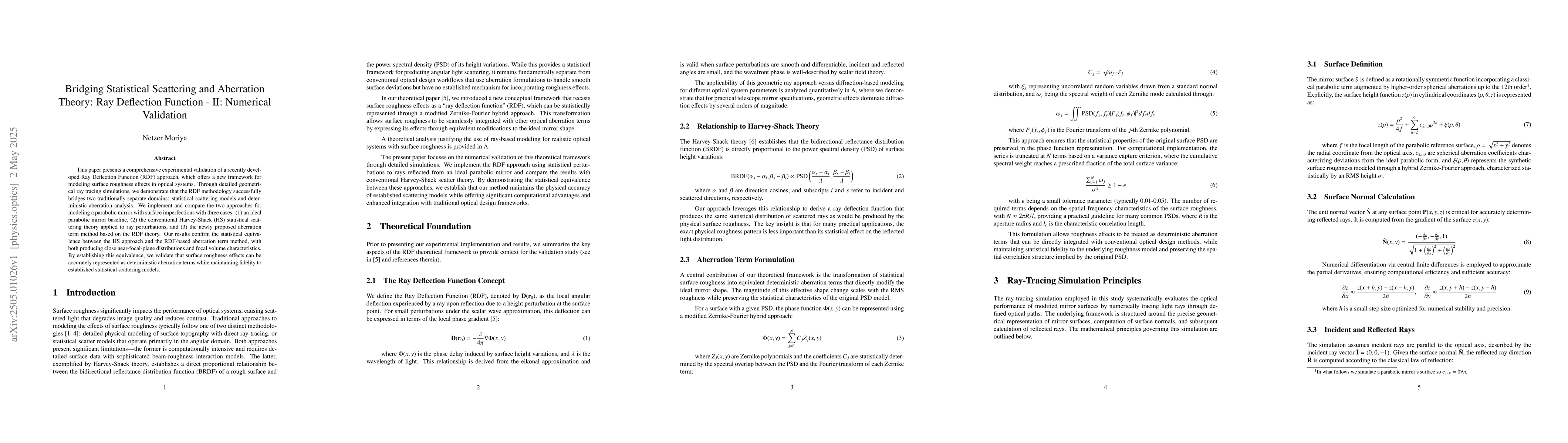 Thumbnail for Bridging Statistical Scattering and Aberration Theory: Ray Deflection
  Function -- II: Numerical Validation
