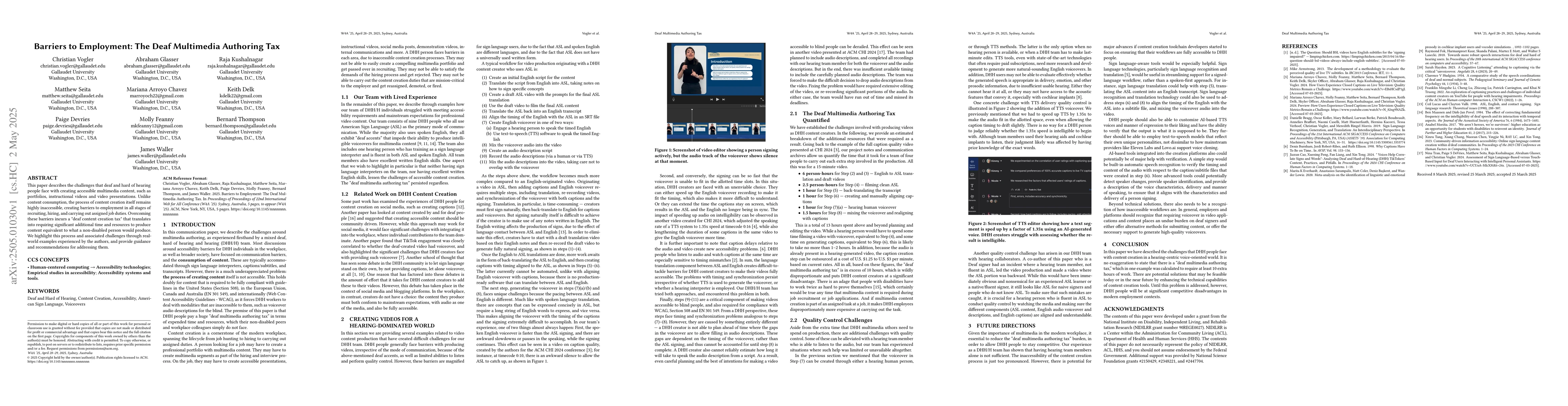 Thumbnail for Barriers to Employment: The Deaf Multimedia Authoring Tax