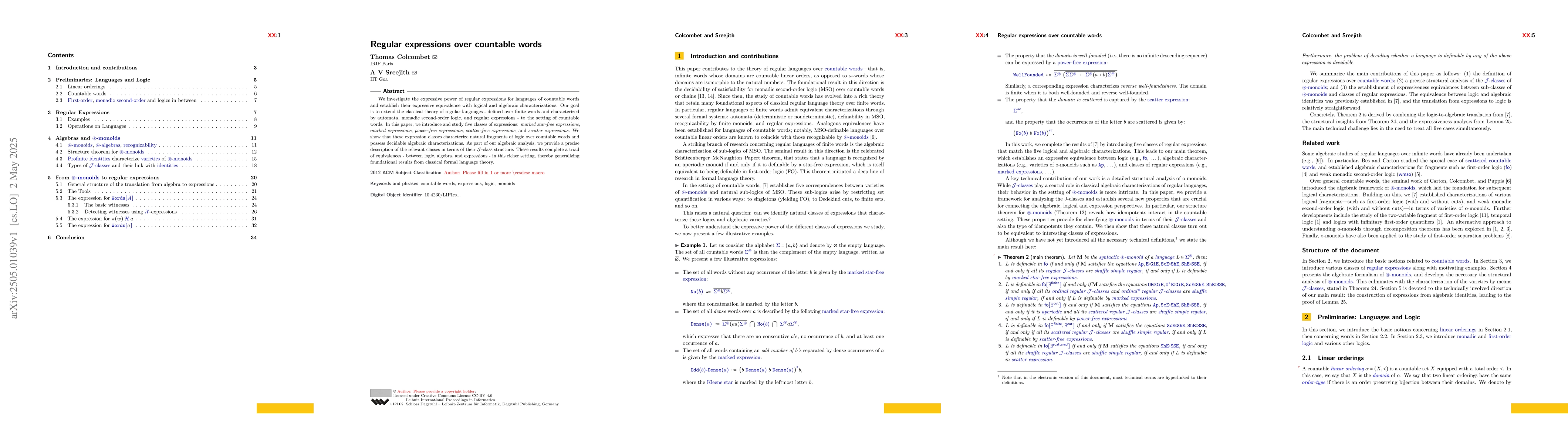 Thumbnail for Regular expressions over countable words