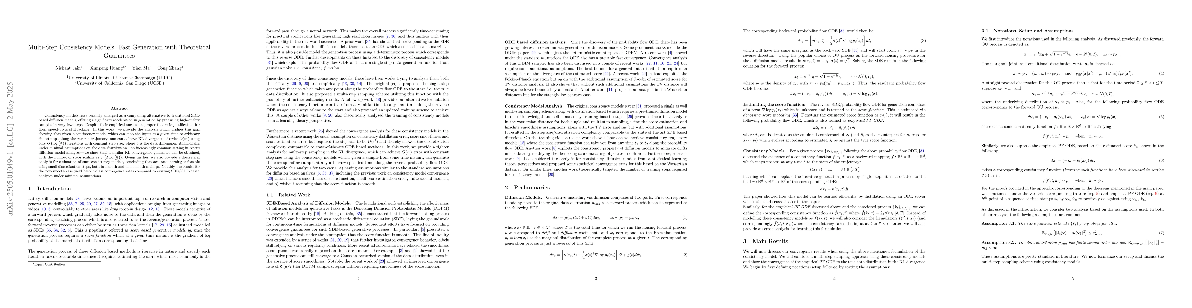 Thumbnail for Multi-Step Consistency Models: Fast Generation with Theoretical
  Guarantees