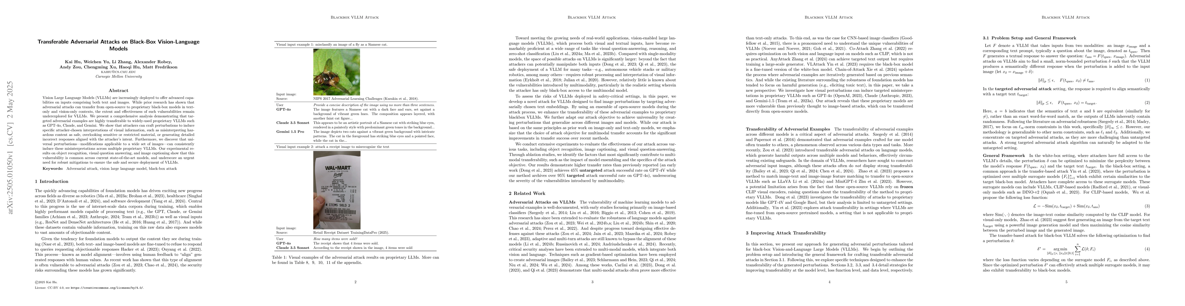 Thumbnail for Transferable Adversarial Attacks on Black-Box Vision-Language Models
