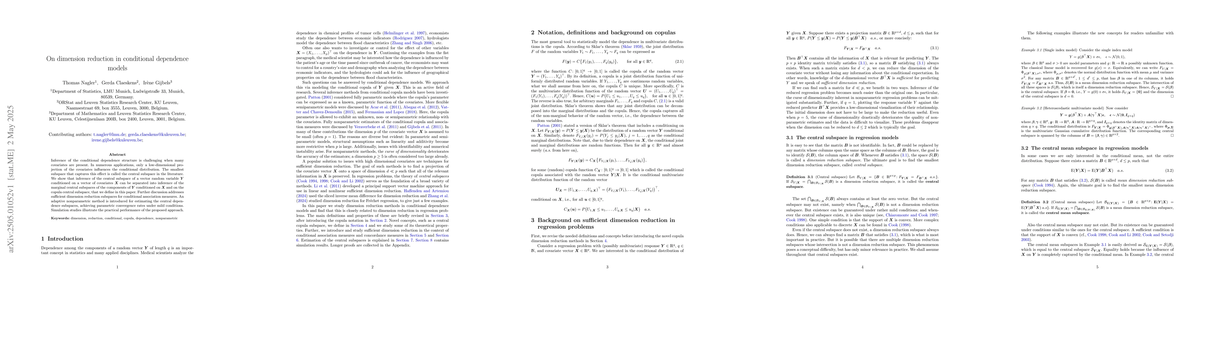 Thumbnail for On dimension reduction in conditional dependence models
