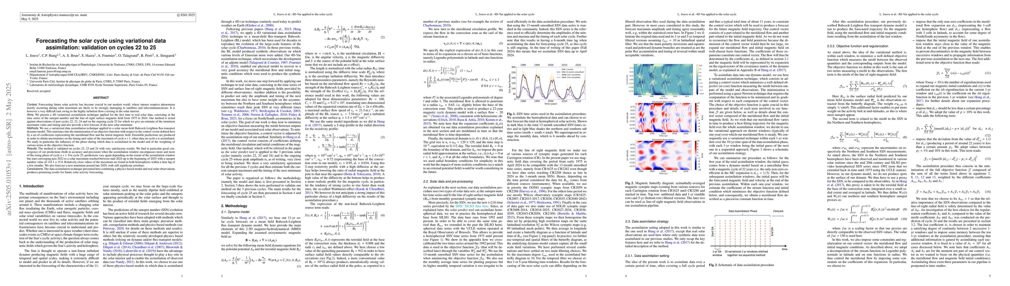 Thumbnail for Forecasting the solar cycle using variational data assimilation:
  validation on cycles 22 to 25