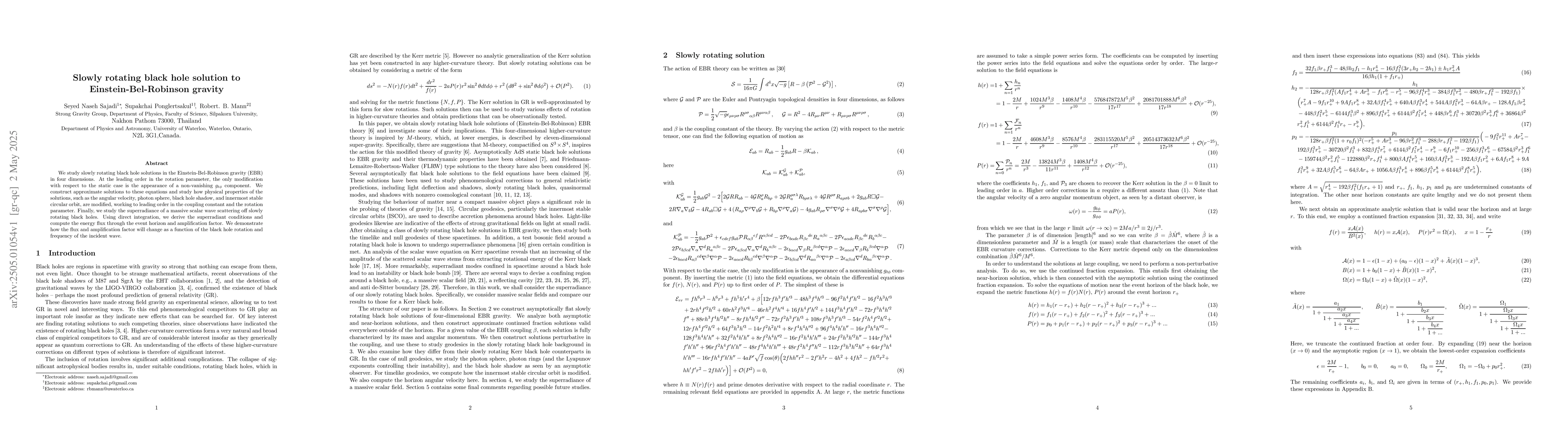 Thumbnail for Slowly rotating black hole solution to Einstein-Bel-Robinson gravity