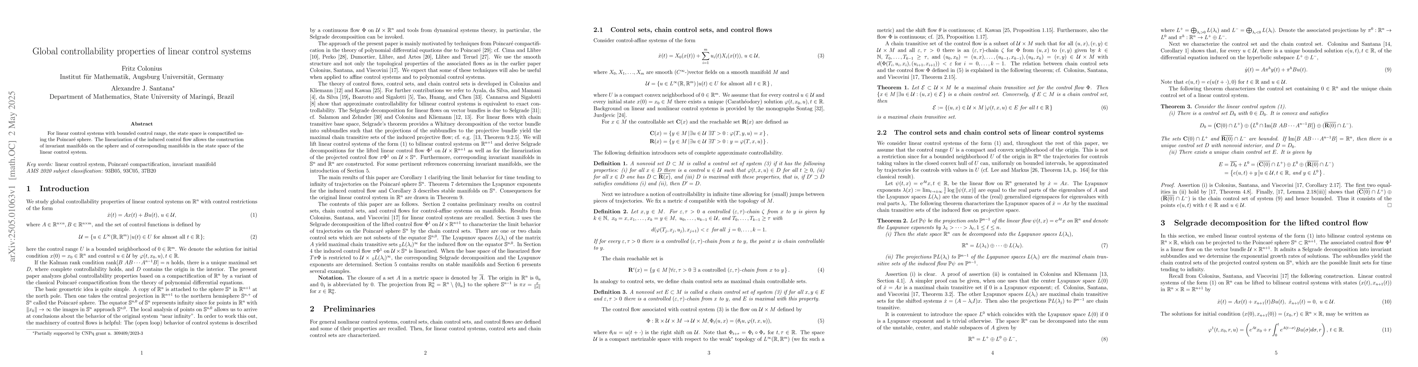 Thumbnail for Global controllability properties of linear control systems