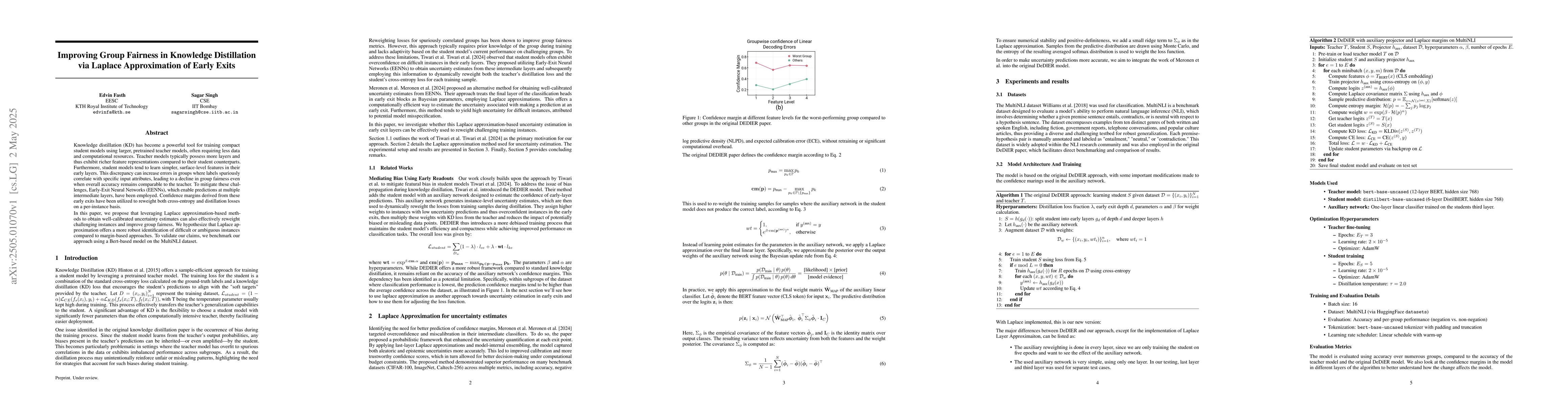 Thumbnail for Improving Group Fairness in Knowledge Distillation via Laplace
  Approximation of Early Exits