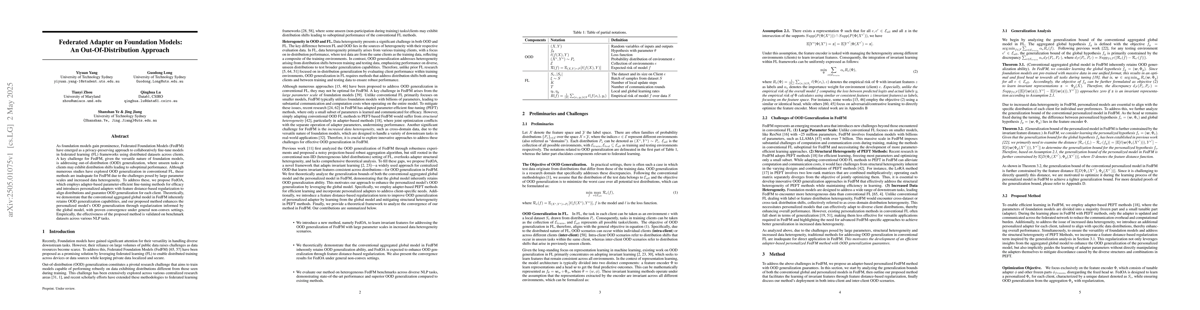 Thumbnail for Federated Adapter on Foundation Models: An Out-Of-Distribution Approach