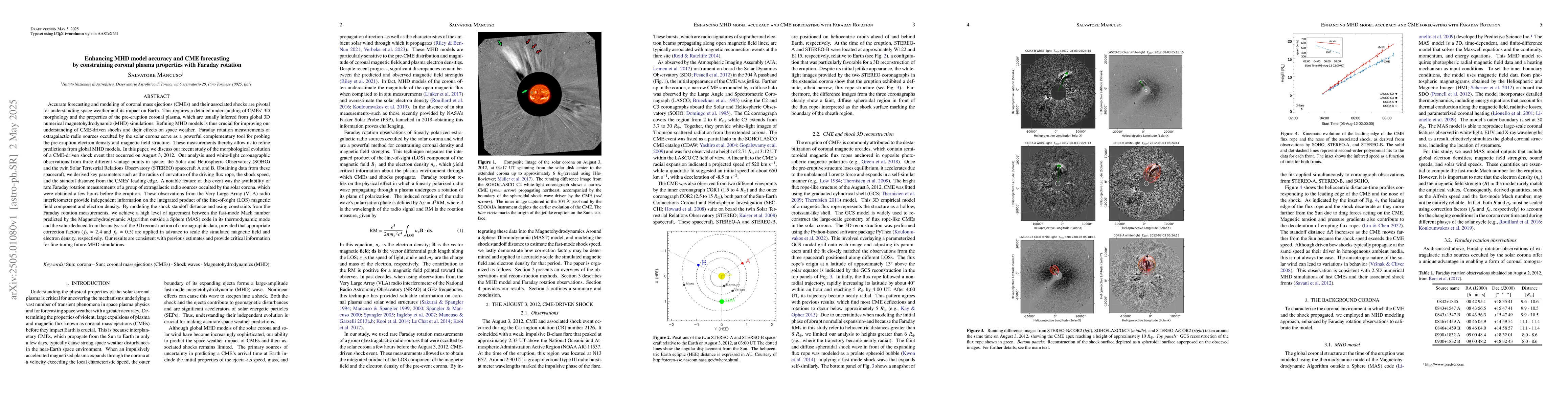 Thumbnail for Enhancing MHD model accuracy and CME forecasting by constraining coronal
  plasma properties with Faraday rotation