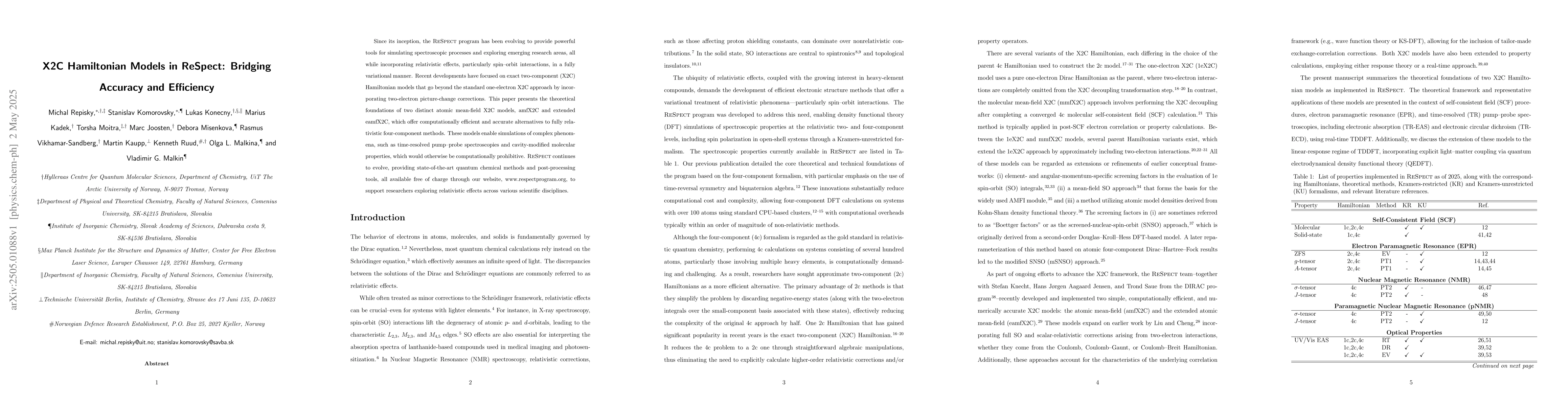Thumbnail for X2C Hamiltonian Models in ReSpect: Bridging Accuracy and Efficiency