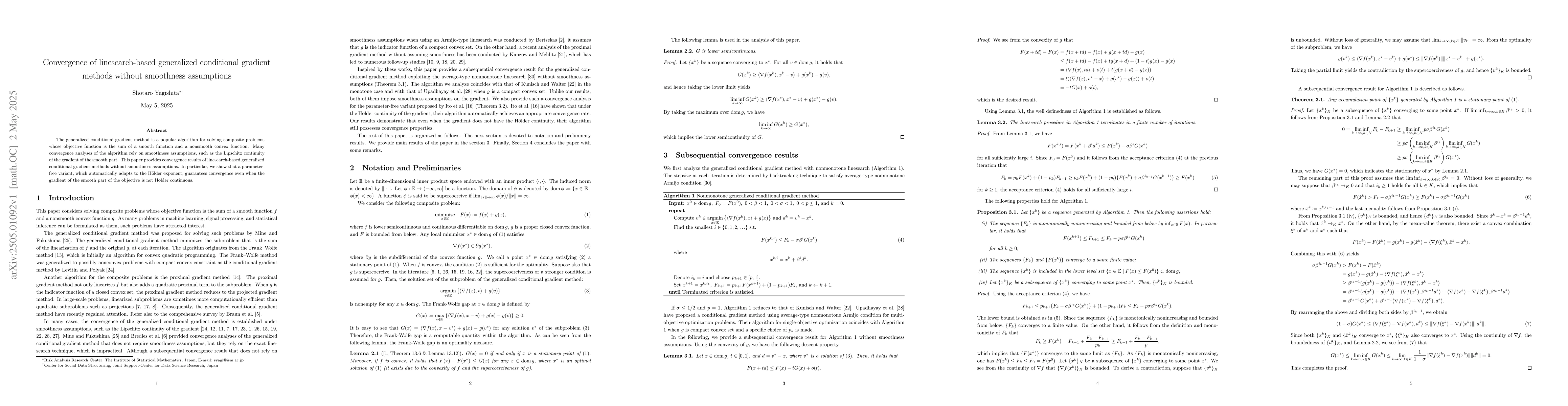 Thumbnail for Convergence of linesearch-based generalized conditional gradient methods
  without smoothness assumptions