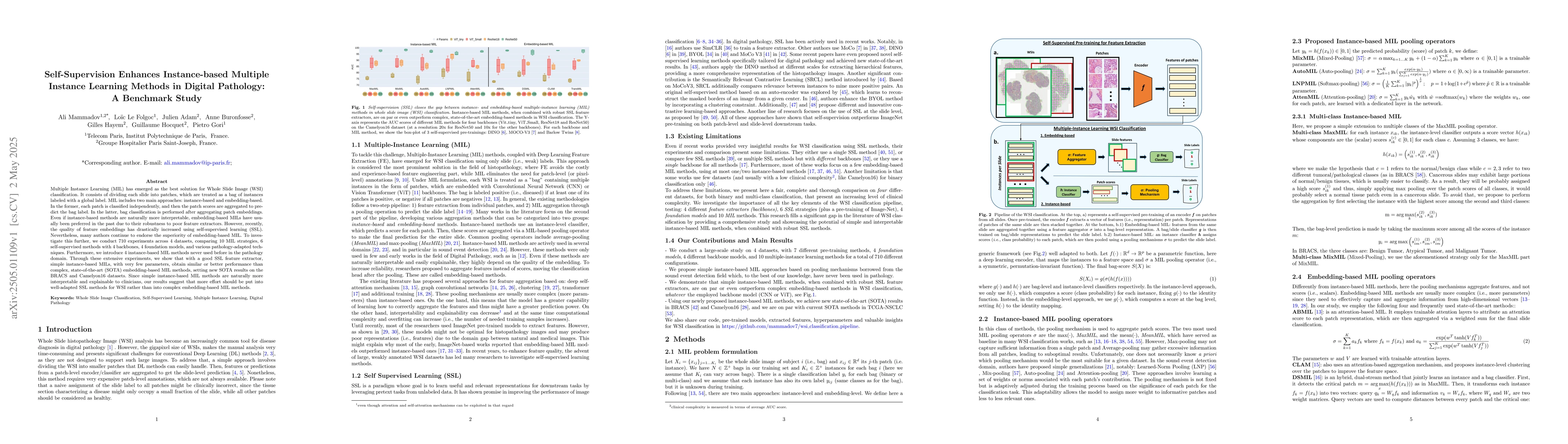 Thumbnail for Self-Supervision Enhances Instance-based Multiple Instance Learning
  Methods in Digital Pathology: A Benchmark Study