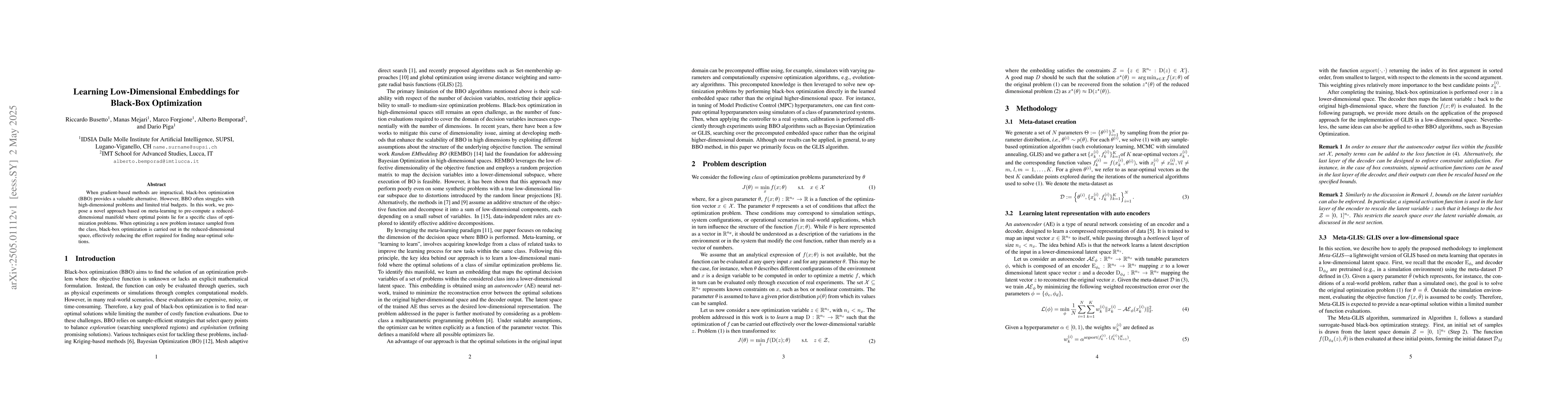 Thumbnail for Learning Low-Dimensional Embeddings for Black-Box Optimization