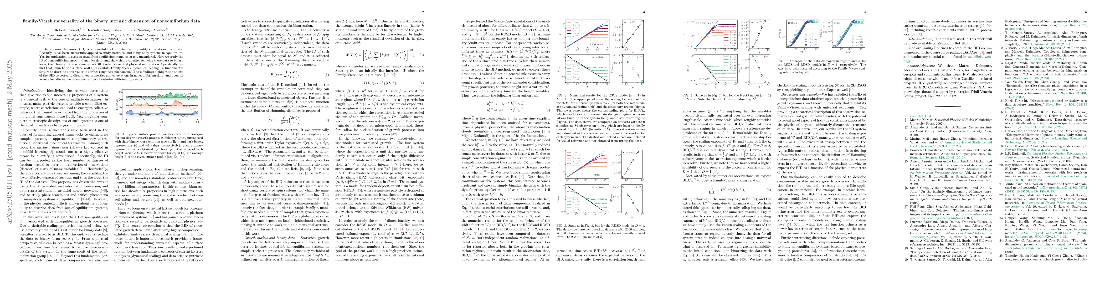 Thumbnail for Family-Vicsek universality of the binary intrinsic dimension of
  nonequilibrium data