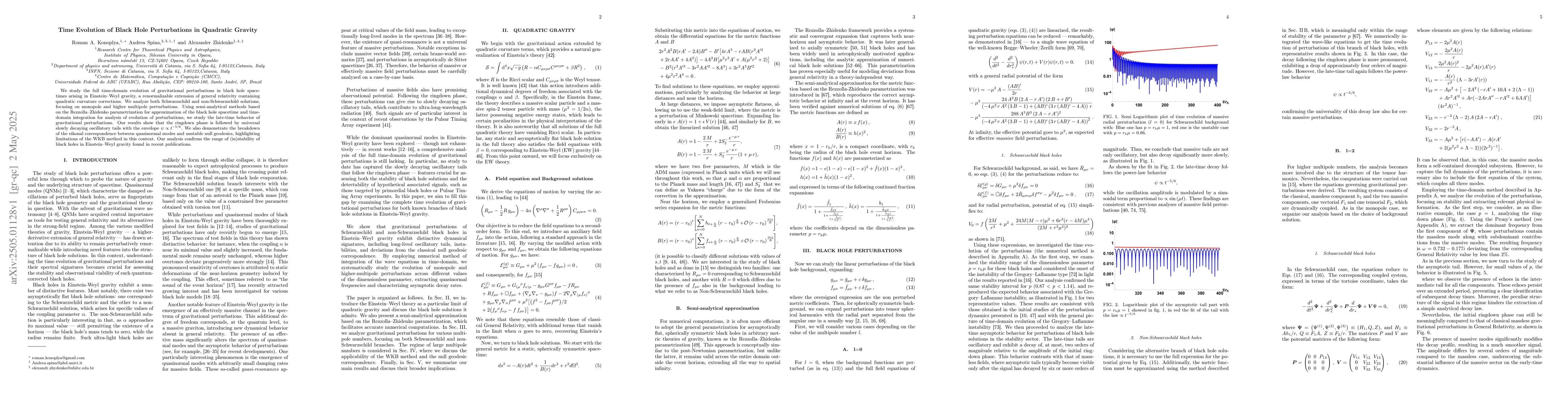 Thumbnail for Time Evolution of Black Hole Perturbations in Quadratic Gravity