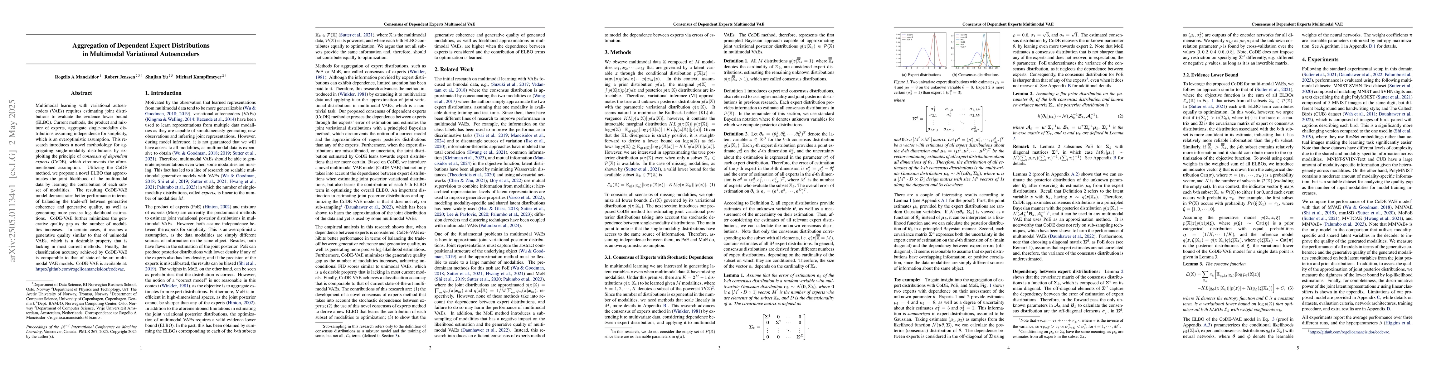 Thumbnail for Aggregation of Dependent Expert Distributions in Multimodal Variational
  Autoencoders
