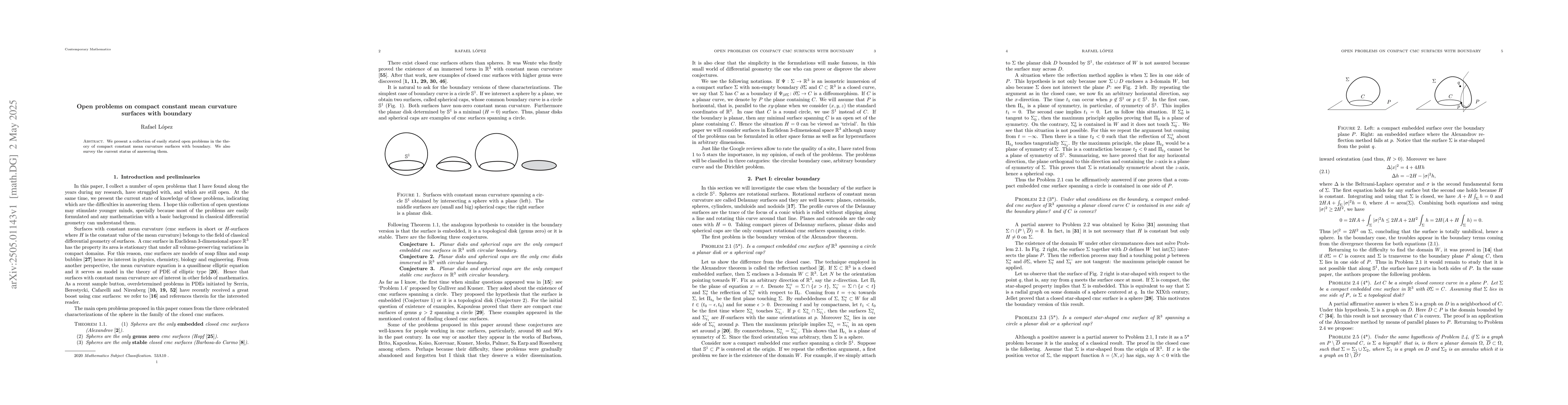 Thumbnail for Open problems on compact constant mean curvature surfaces with boundary