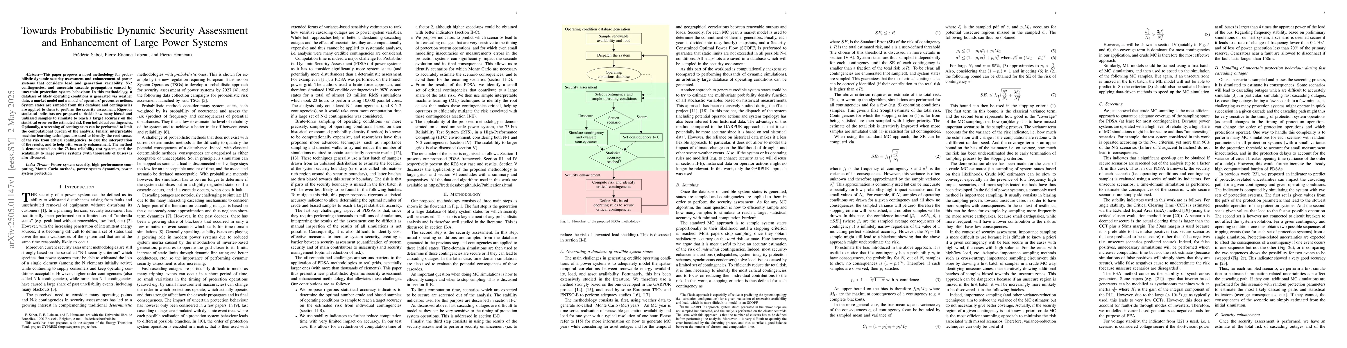 Thumbnail for Towards Probabilistic Dynamic Security Assessment and Enhancement of
  Large Power Systems