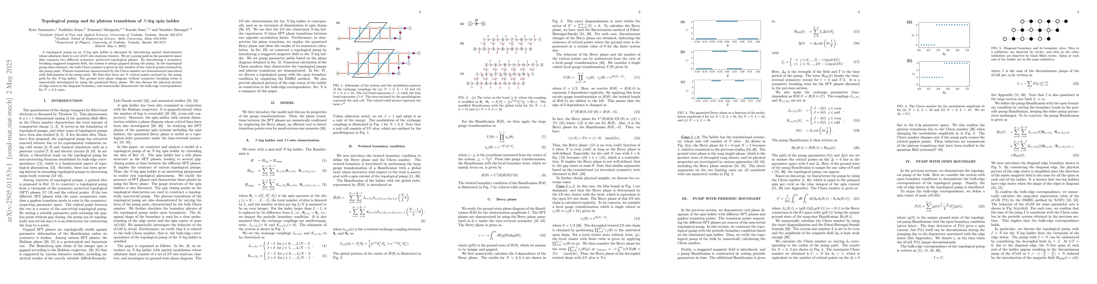 Thumbnail for Topological pump and its plateau transitions of $N$-leg spin ladder