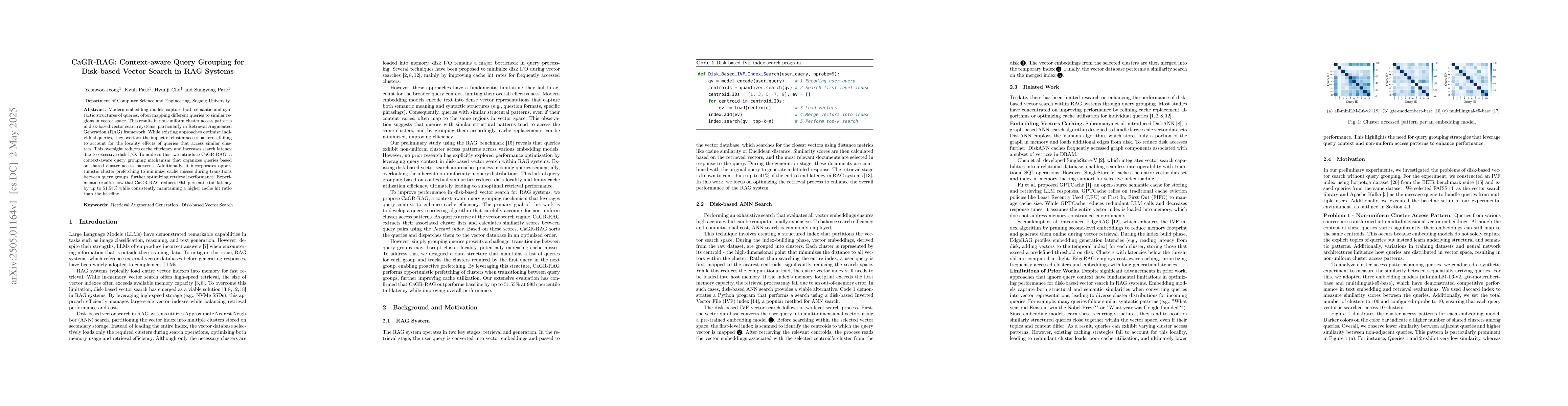 Thumbnail for CaGR-RAG: Context-aware Query Grouping for Disk-based Vector Search in
  RAG Systems