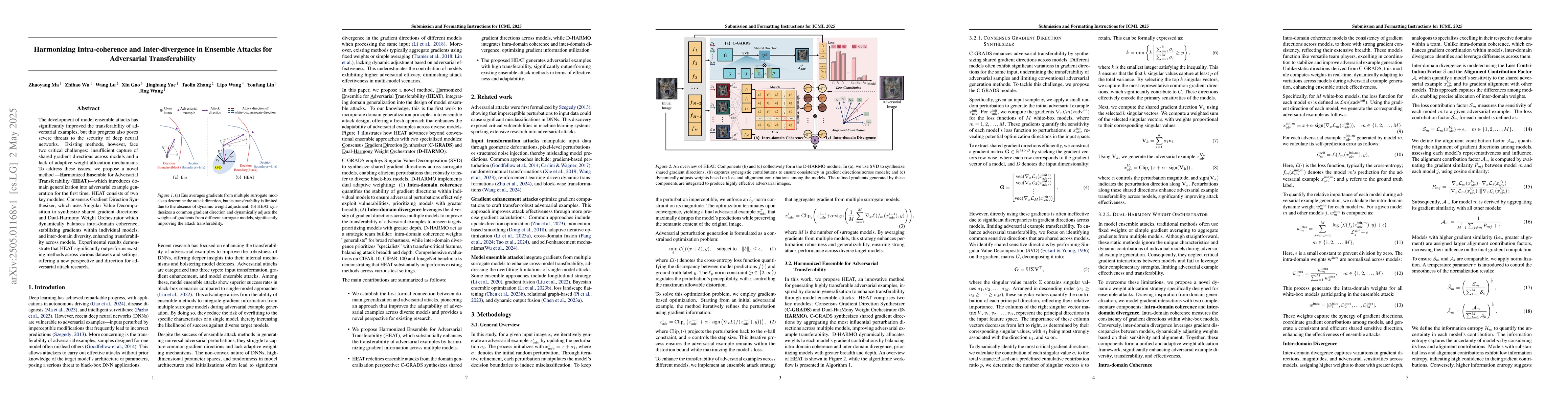 Thumbnail for Harmonizing Intra-coherence and Inter-divergence in Ensemble Attacks for
  Adversarial Transferability