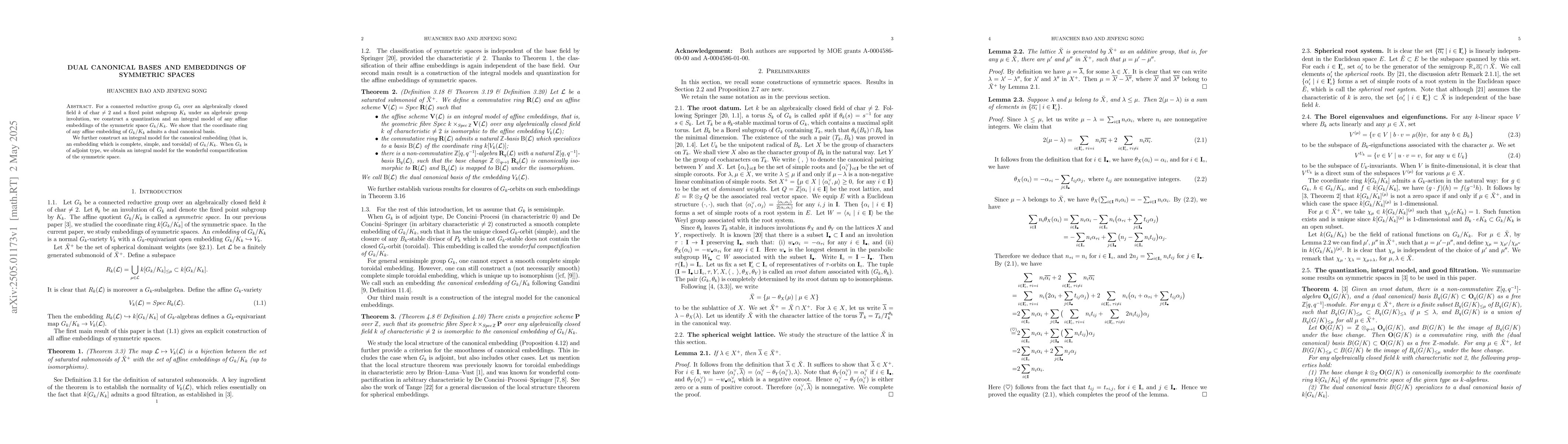 Thumbnail for Dual canonical bases and embeddings of symmetric spaces
